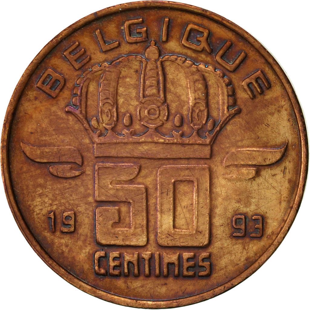 Belgian Coin 50 Centimes - Baudouin I | Miner | Mining Lamp | KM148 | 1955 - 2001