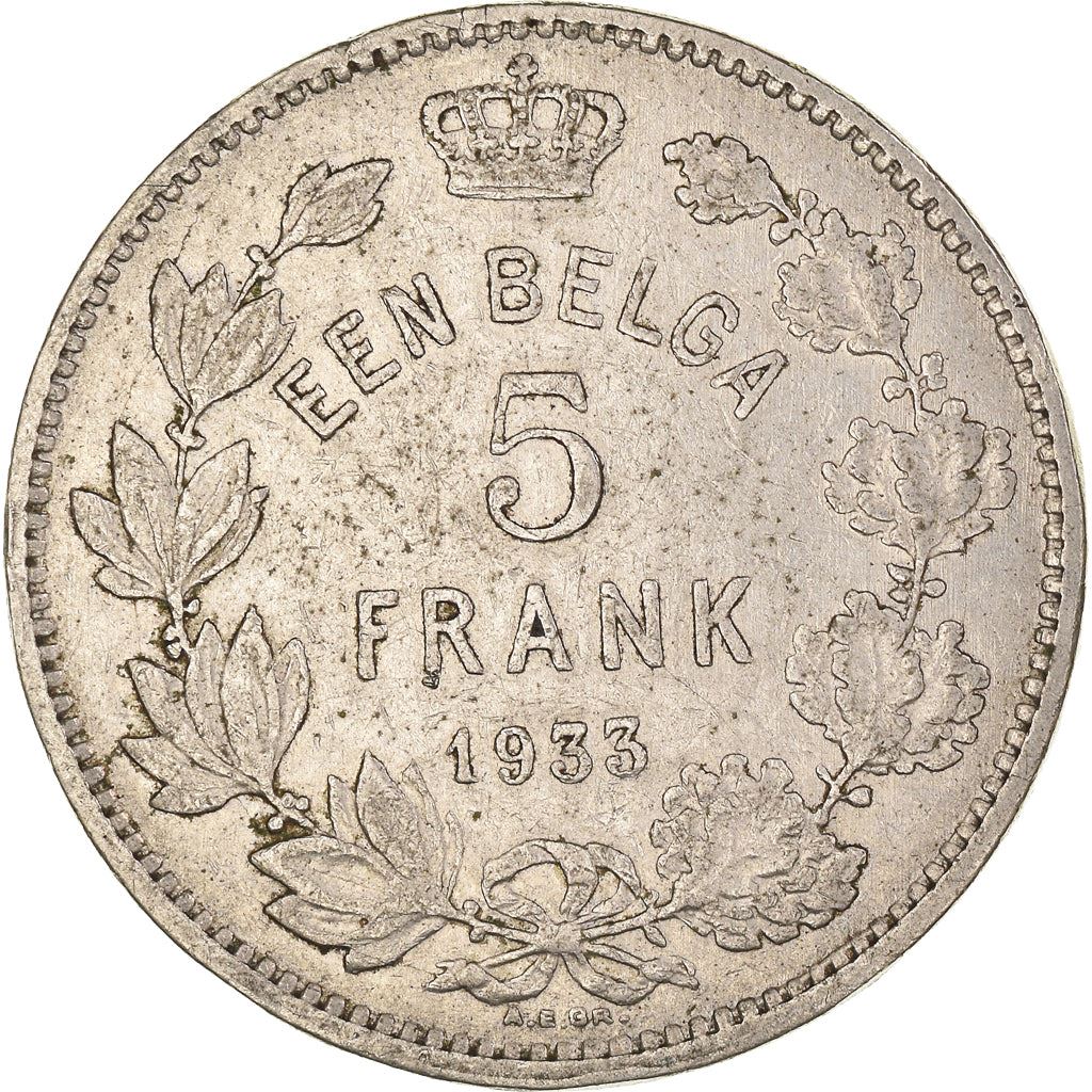 Belgian 1 Belga / 5 Francs Coin | Albert I Belgie | Star | Olive | KM98 | 1930 - 1933
