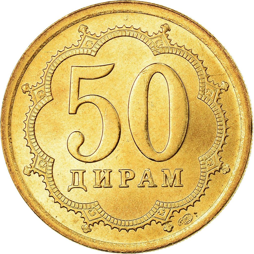 Tajikistan | 50 Diram Coin | Crown | Stars | Large Value | KM:6.2a | 2006