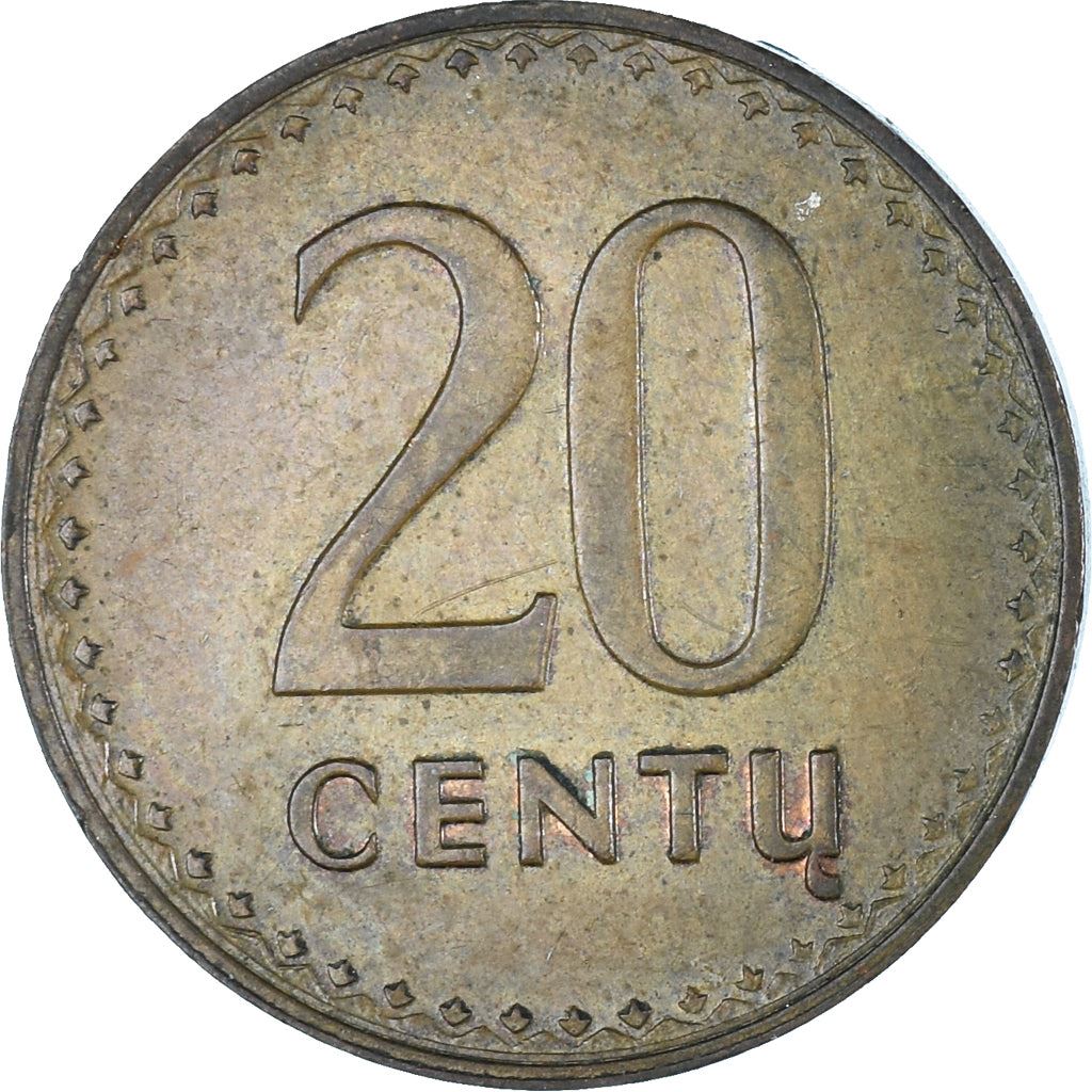 Lithuania | 20 Centų Coin | Bronze | Horse or equine | Coat of Arms | KM:89 | 1991
