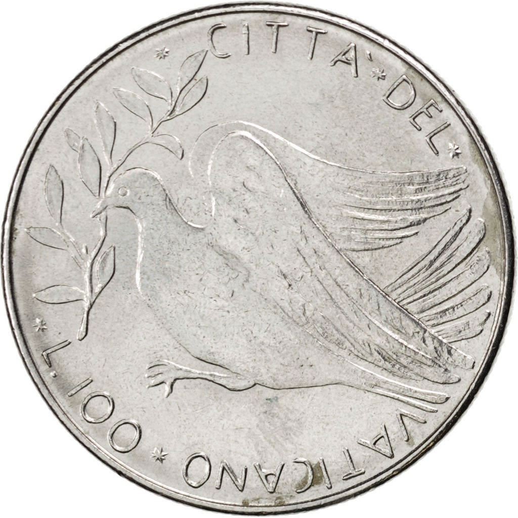 Watykan | Moneta 100 lirów | Gołąb | Km:122 | 1970 - 1977