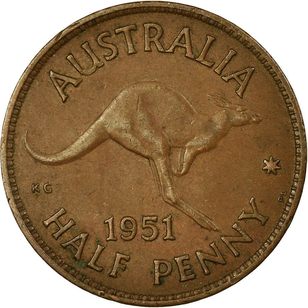 Australia | 1/2 Penny Coin | Kangaroo | Km:42 | 1949 - 1952