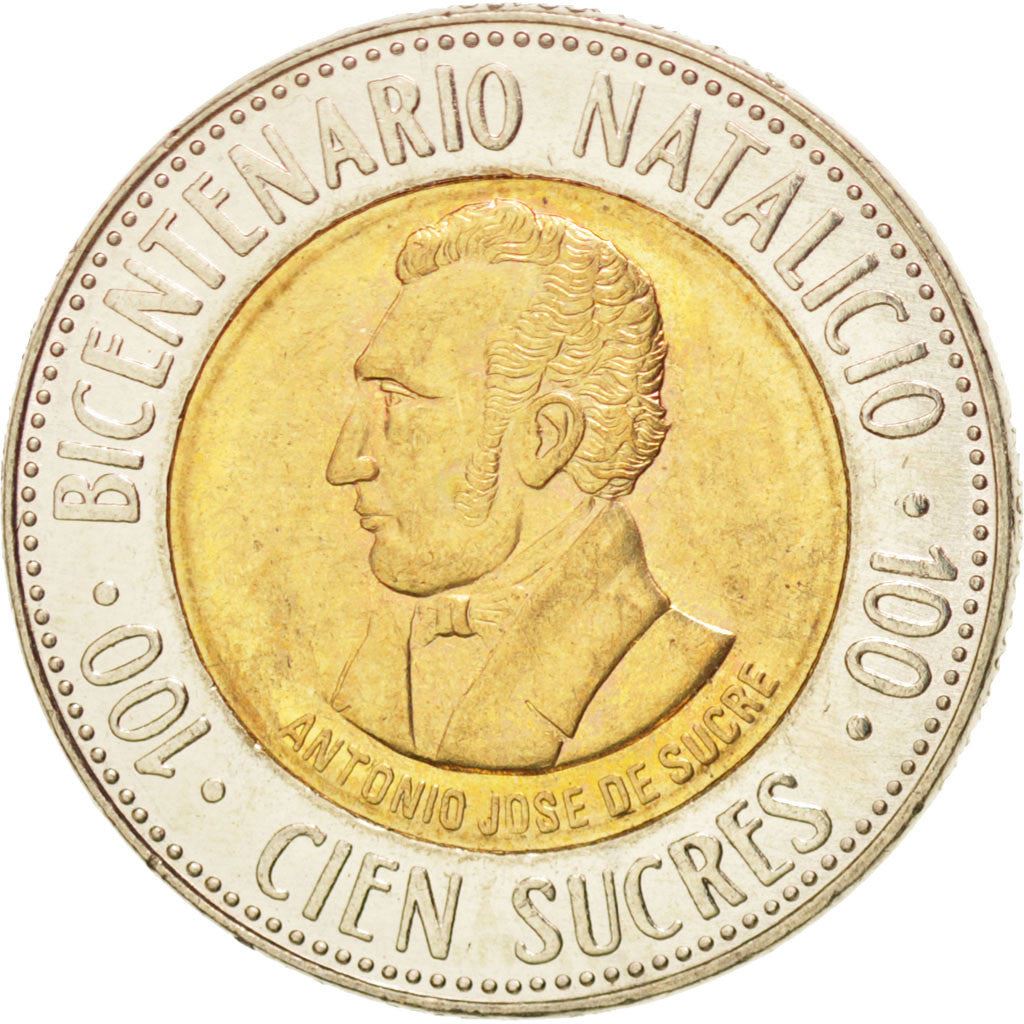 Ecuador | 100 Sucres Coin | Antonio José de Sucre | Km:96 | 1995