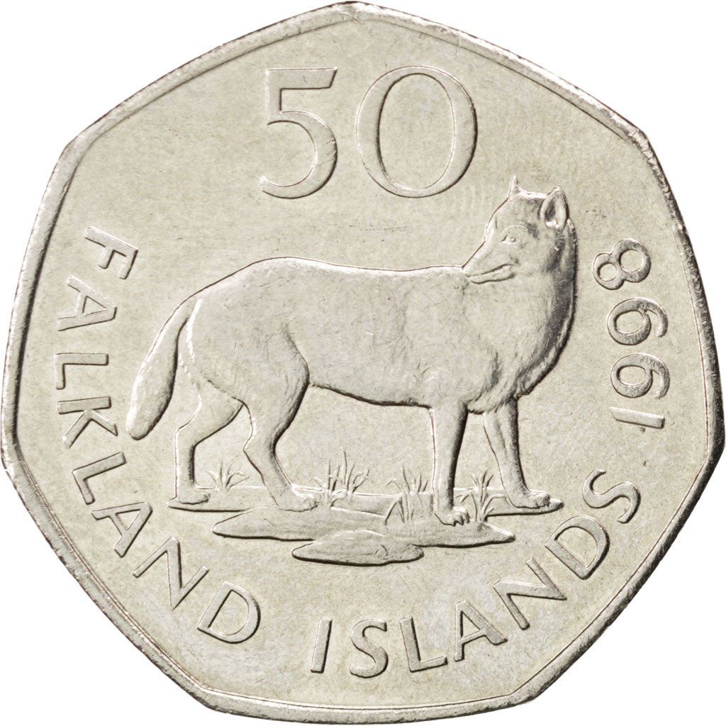 Falklandsöarna | 50 Pence Mynt | Warrah | KM:14.2 | 1998 - 1999