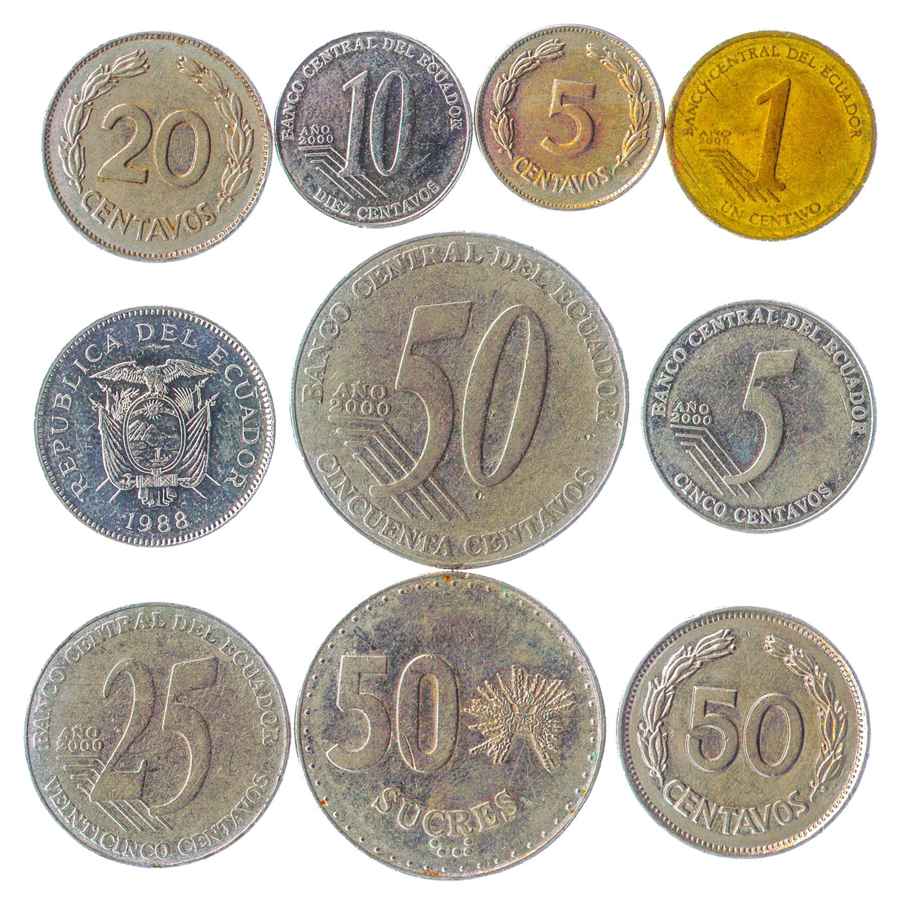 Ecuador 10 Mixed Coins Sucre | 1964 - 2003