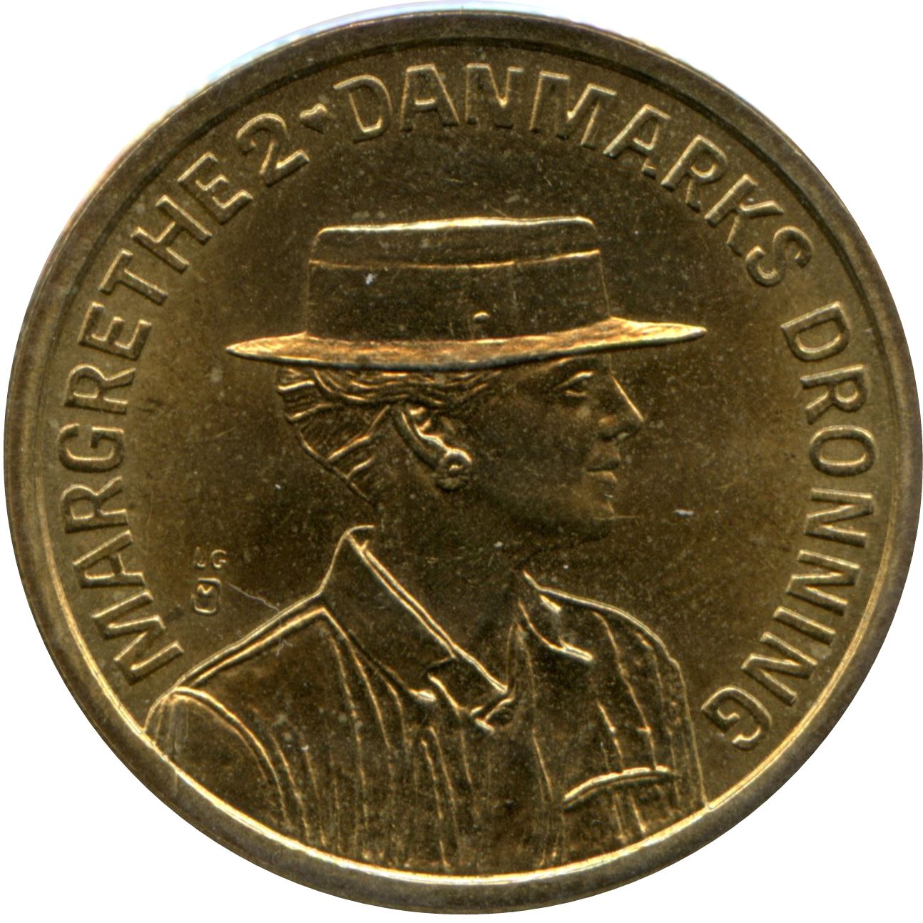 Danish | 20 Kroner Coin | Queen Margrethe II | KM870 | Denmark | 1990