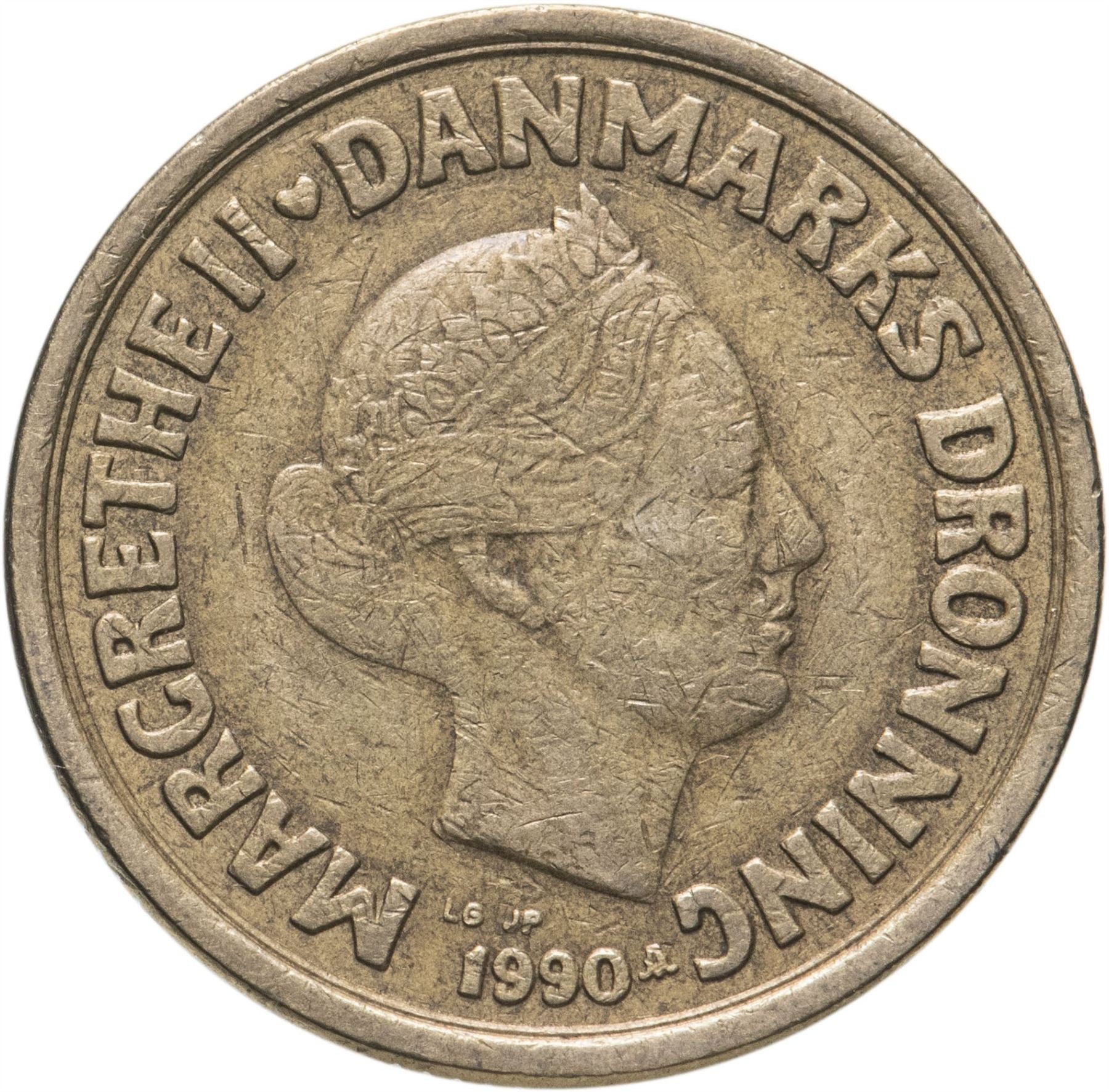 Danish | 20 Kroner Coin | Queen Margrethe II | KM870 | Denmark | 1990