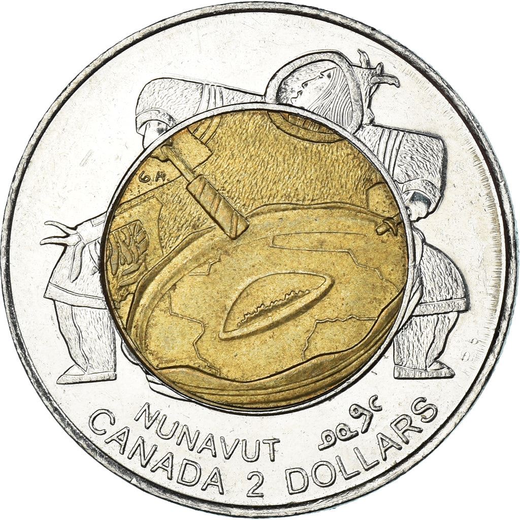 Canada | Pièce de 2 dollars | Tambourineur inuit | Bimétallique | KM : 357 | 1999