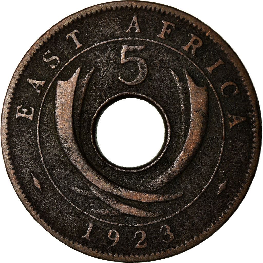 East Africa | 5 Cents Coin | Crown | Tusks | Km:18 | 1921 - 1936