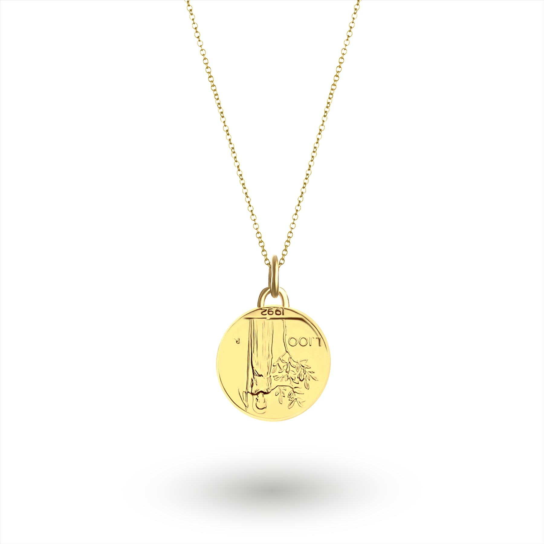 Italian Coin Necklace | Medallion Pendant Jewelry | 18K Gold Plated 100 Lira | Goddess Minerva | 1990 - 1992