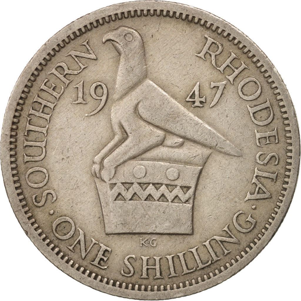 Southern Rhodesia | 1 Shilling Coin | George VI | Zimbabwe Bird | Km:18B | 1947