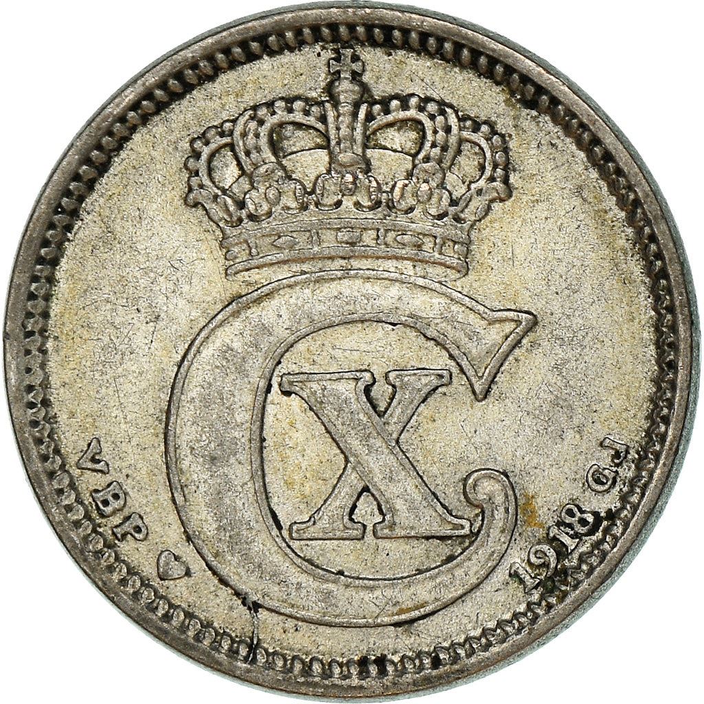 Denmark | 10 Ore Coin | Monogram | Km:818 | 1914 - 1919