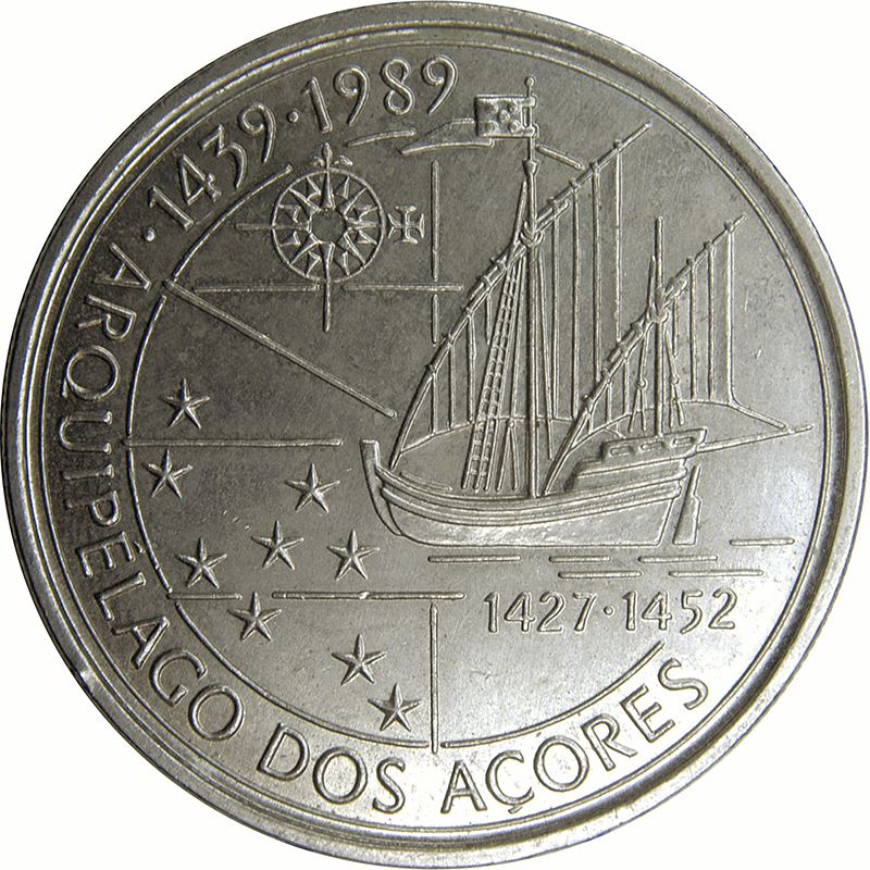 Portugal 100 Escudos Coin | Discovery Of Azores | Caravel | KM648 | 1989