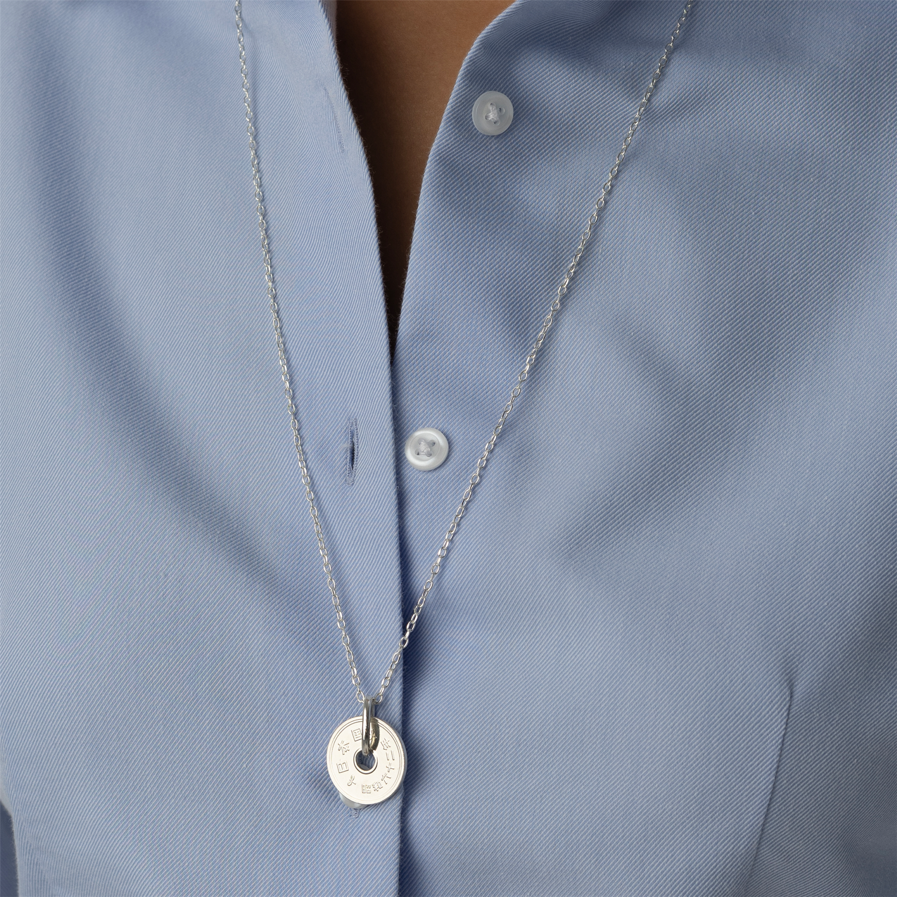 Japanese Coin Necklace | Medallion Pendant Jewelry | Rhodium Plated 5 Yen | 1949 - 2024