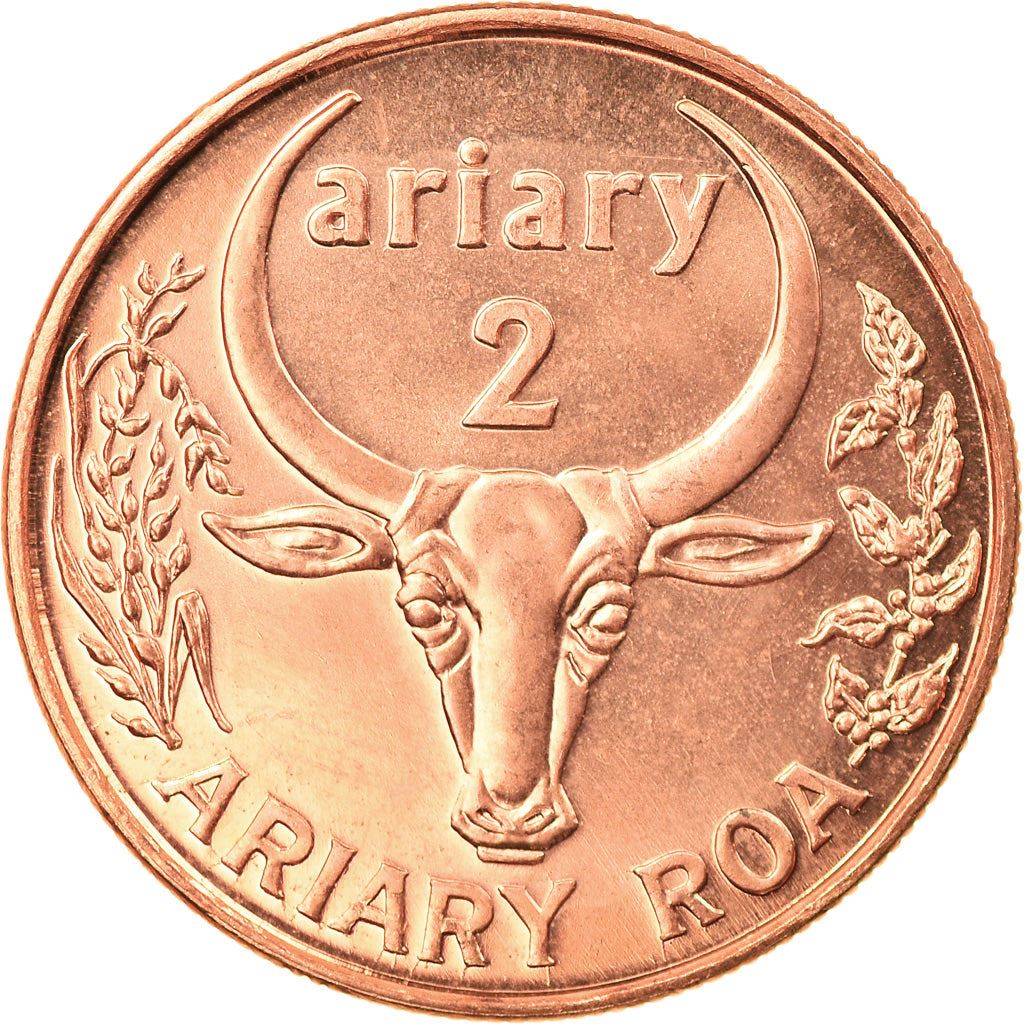 Madagascar | 2 Ariary Coin | Vanilla | Zebu | Km:30 | 2003