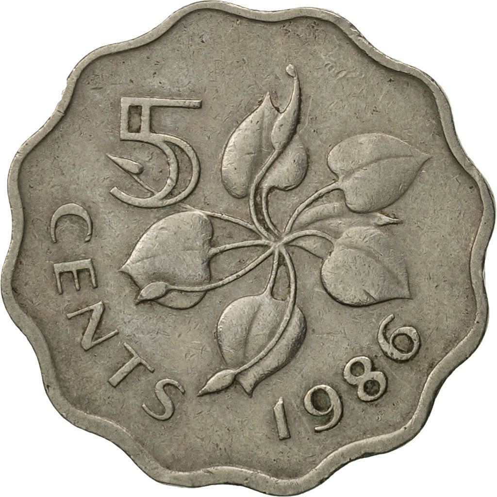 Eswatini 5 Cents Coin | King Mswati III | Arum Lily | KM40.1 | 1986