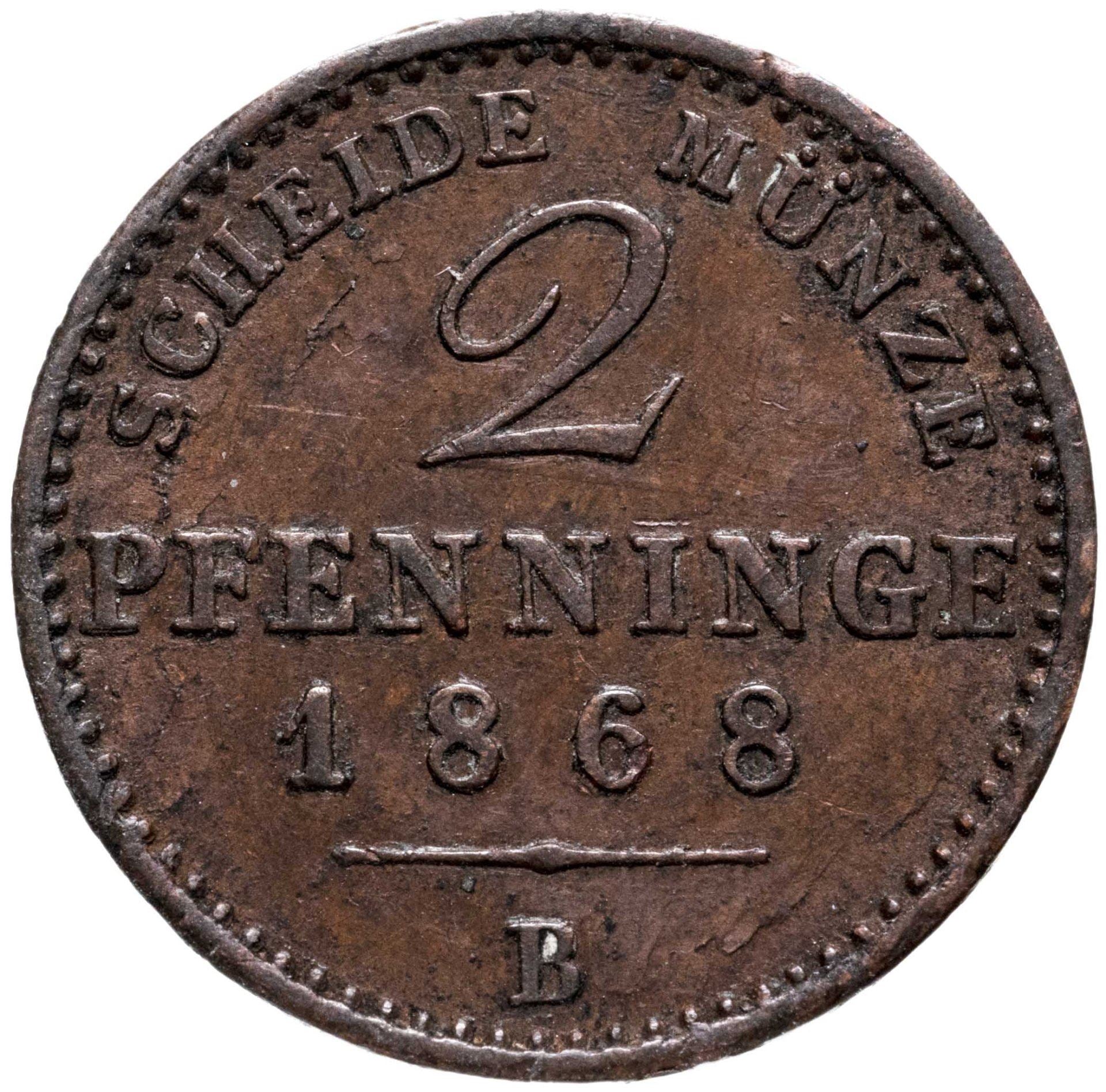 Royaume de Prusse | Pièce de 2 Pfennigs | Guillaume Ier | Km : 481 | 1861 - 1873