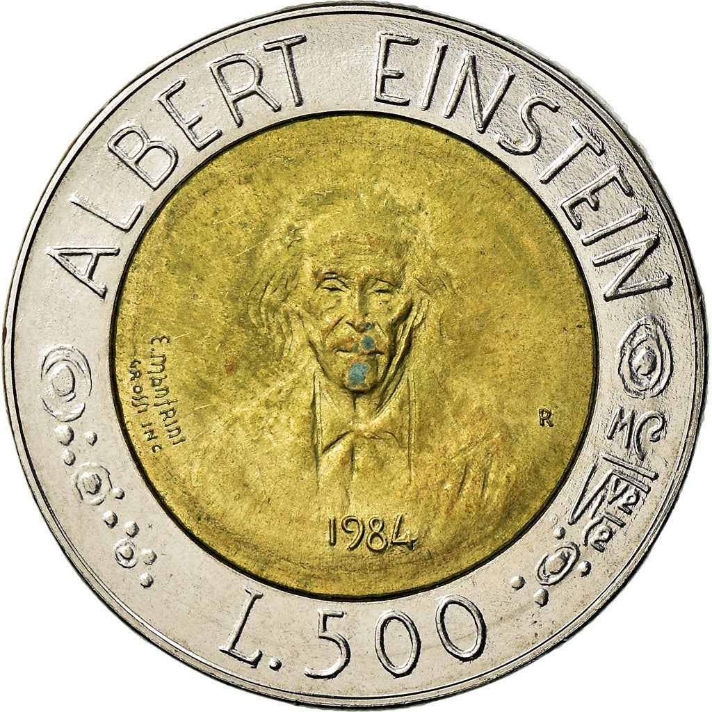 San Marino | 500 Lire Coin | Albert Einstein | Km:167 | 1984