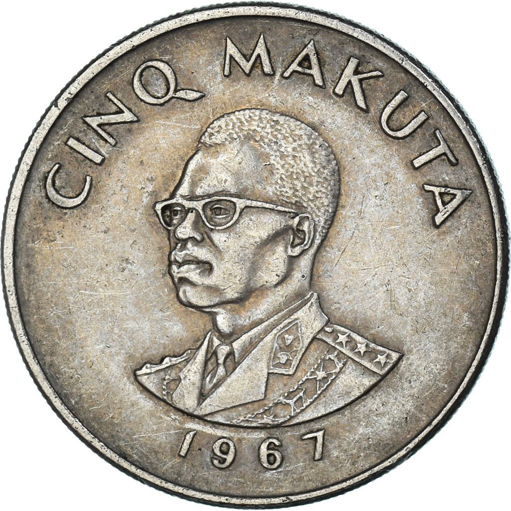 Congo-Leopoldville | 5 Makuta Coin | Mobutu Sese Seko | Km:9 | 1966 - 1977