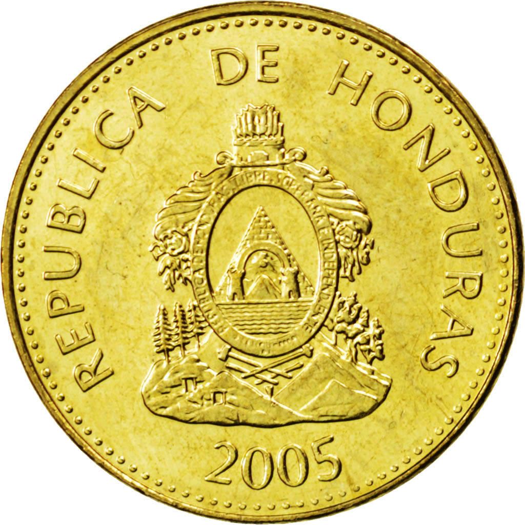 Honduras | 5 Centavos Coin | Brass | Wreath | Coat of Arms | Km:72.4 | 1995 - 2007