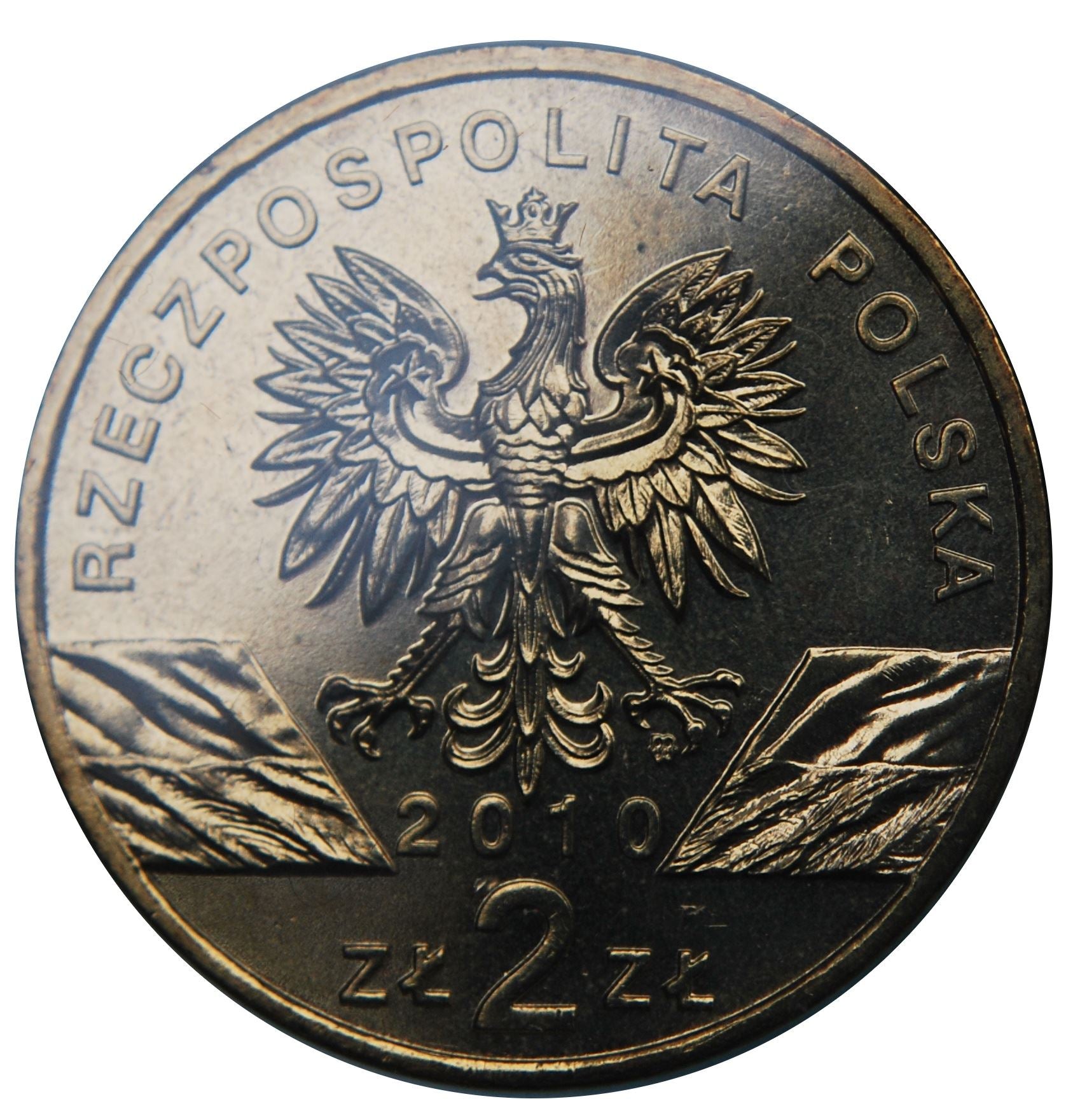 Poland | 2 Zlote | Rhinolophus hipposideros | Bat | Eagle | KM723 | 2010