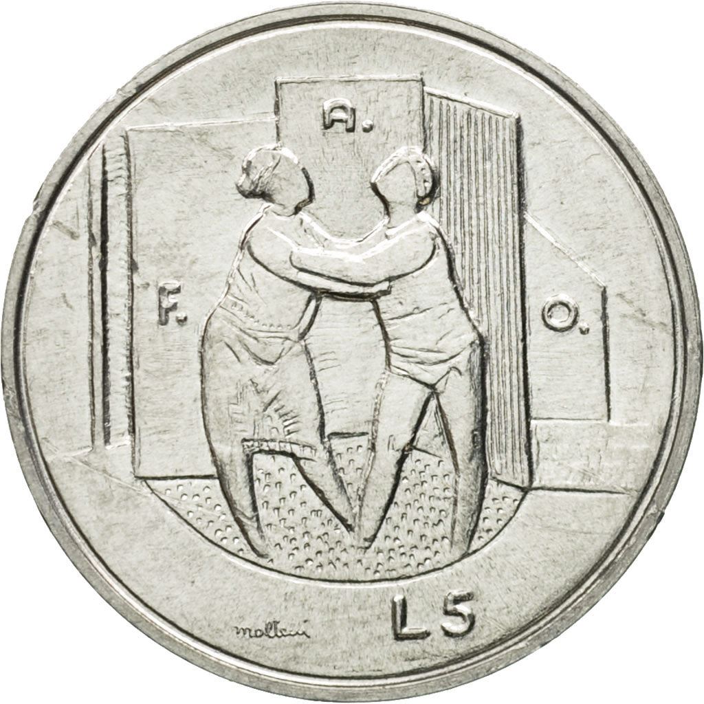 San Marino | 5 Lire Coin | FAO | Km:53 | 1976
