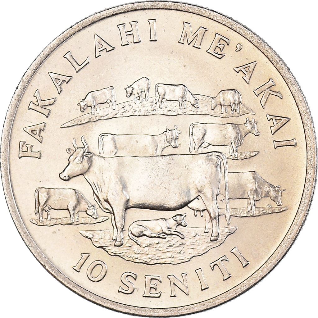 Tonga | 10 Seniti Coin | King Tupou IV | Cows | FAO | KM:45 | 1975 - 1979