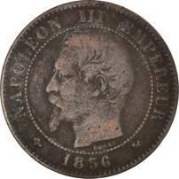 France | 2 Centimes Coin | Napoleon III | Eagle | Km:776 | 1853 - 1857