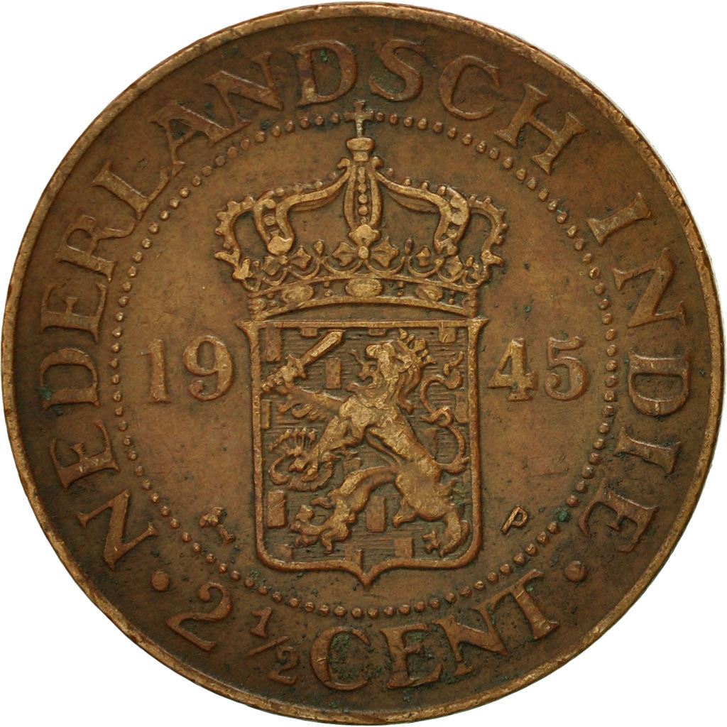 Netherlands East Indies | 2.5 Cents Coin | Dutch arms | Km:316 | 1914 - 1945
