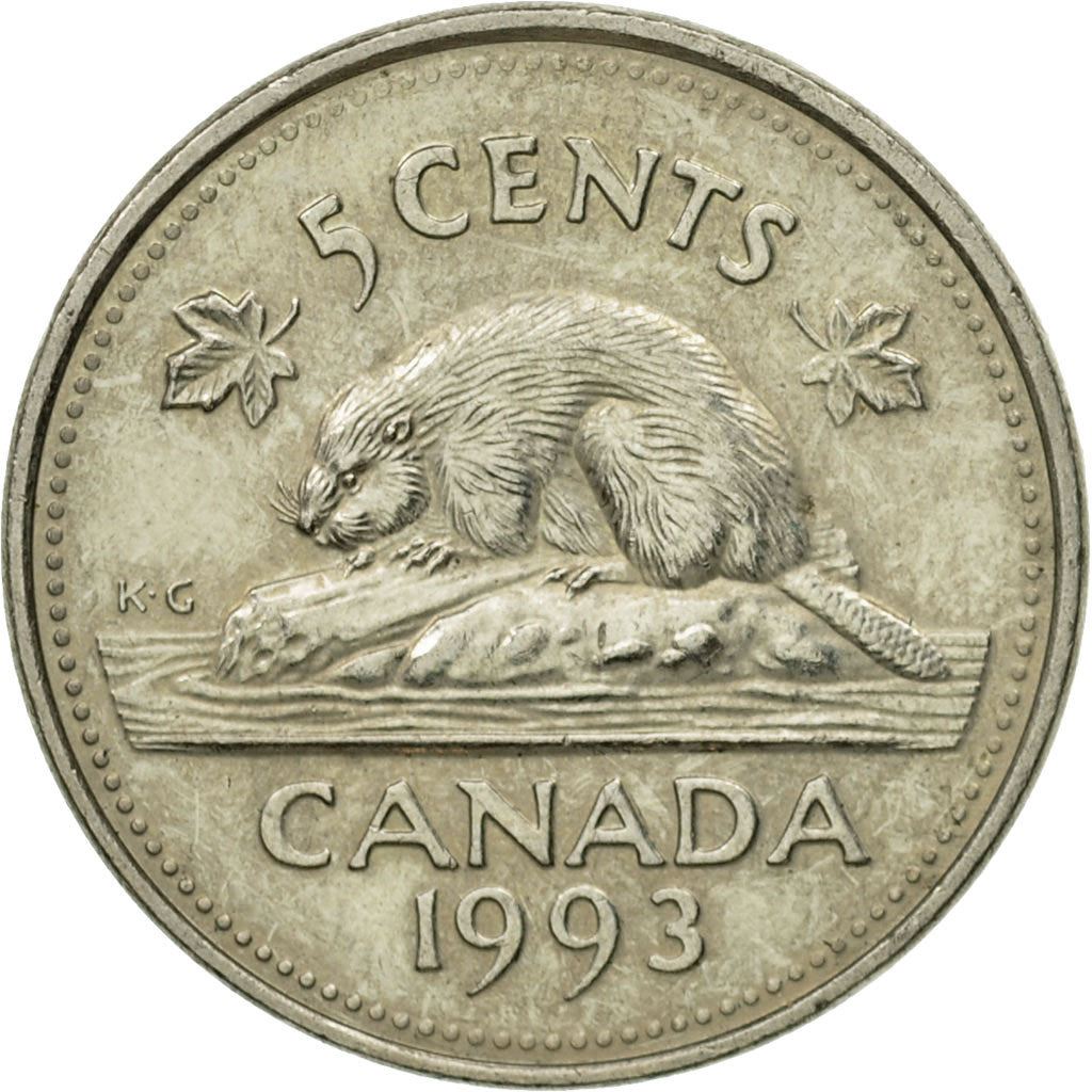 Canada | 5 Cents Coin | Copper-nickel | 3rd portrait | KM:182 | 1990-2001
