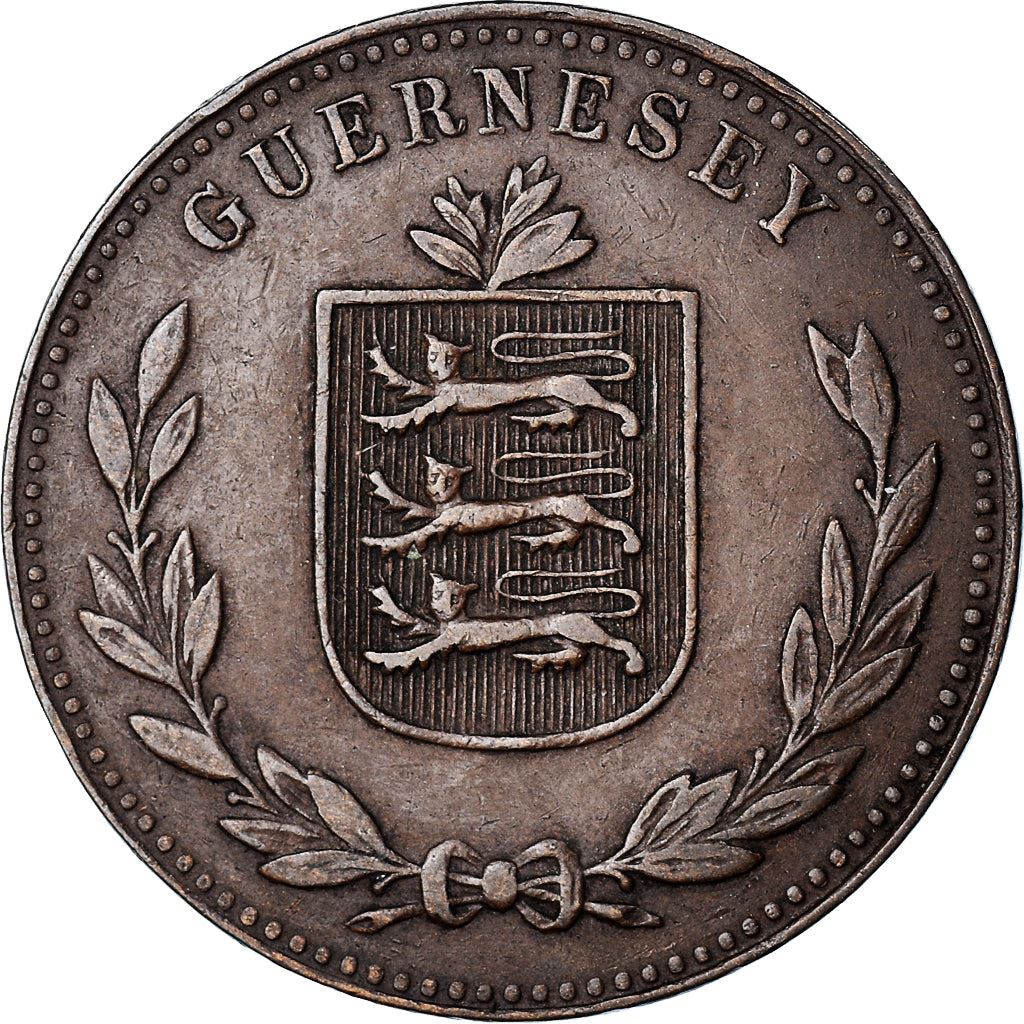 Guernsey 8 Doubles Coin | Coat of Arms | KM14 | 1914 - 1949