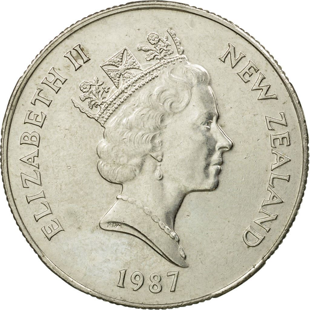 New Zealander 50 Cents Coin | Queen Elizabeth II | Captain James Cook | HMS Endeavour | KM63 | 1986 - 1998