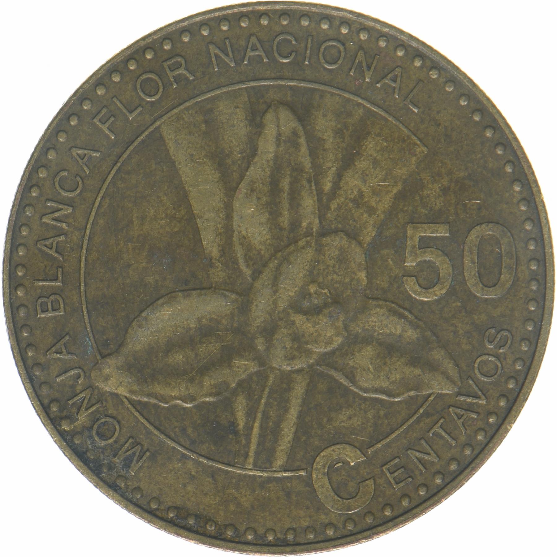 Guatemala | 50 Centavos Coin | Orchid | KM:283a | 2012 - 2024