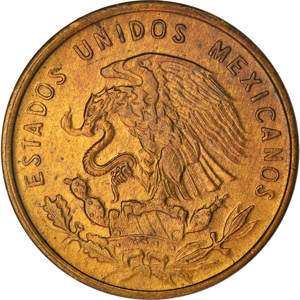 Mexico 1 Centavo Coin | National Mexico arms | Wheatear | KM417 | 1950 - 1969