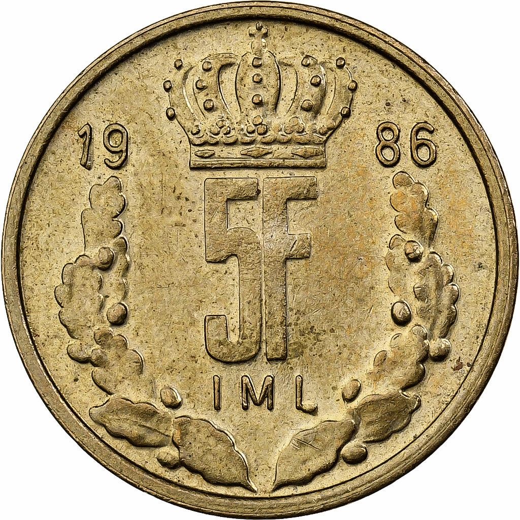 Luxembourg | 5 Francs | Monarch | Aluminium-nickel bronze | KM:60 | 1986-1988