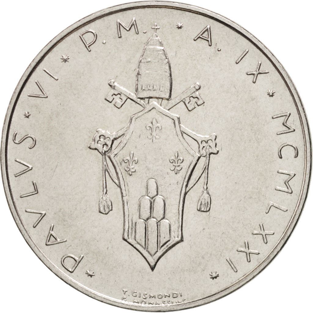 Vatican City | 100 Lire Coin | Dove | Km:122 | 1970 - 1977