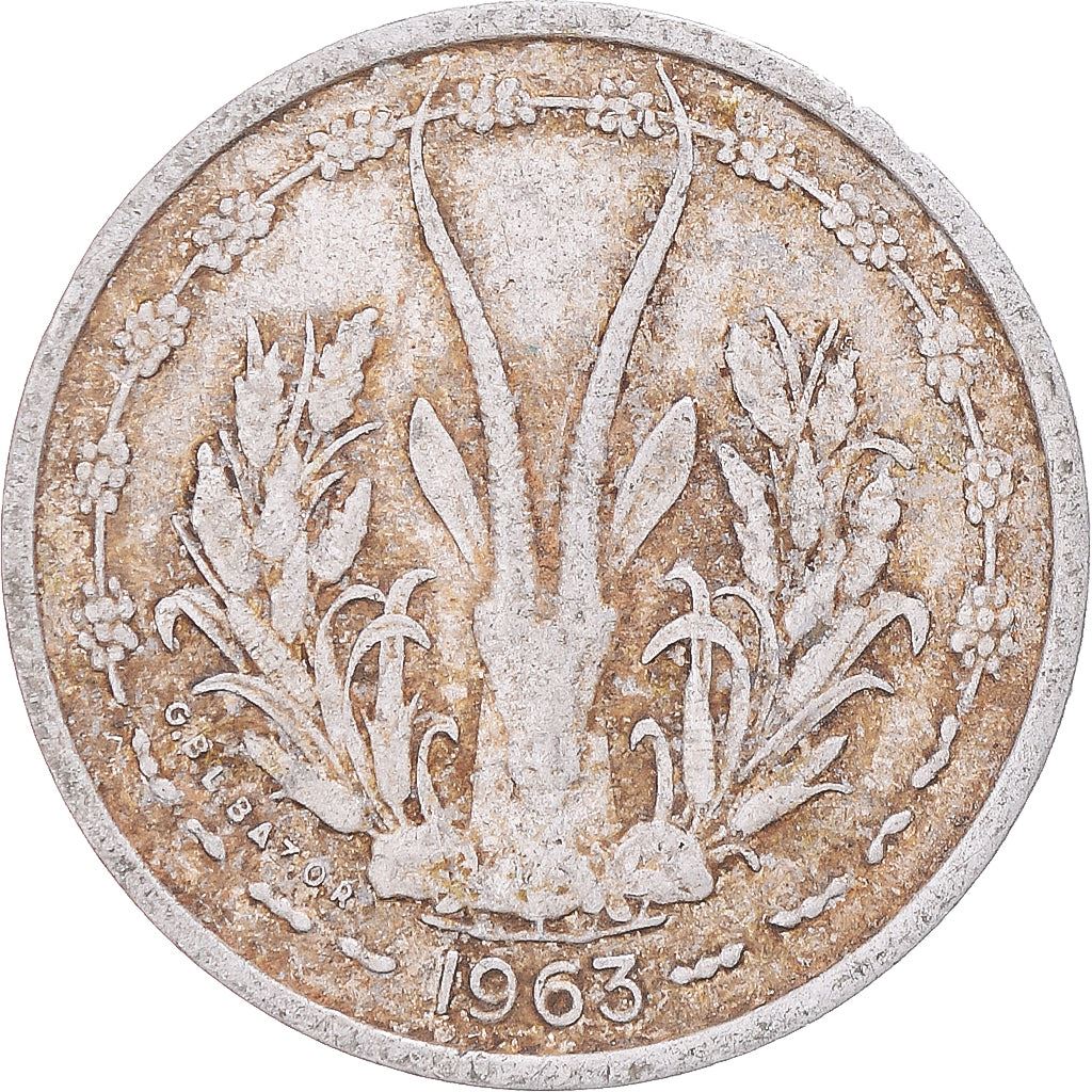 Western African States | 1 Franc Cfa Coin | Emblem of Central Bank | Gazelle | Km:3.2 | 1962 - 1963