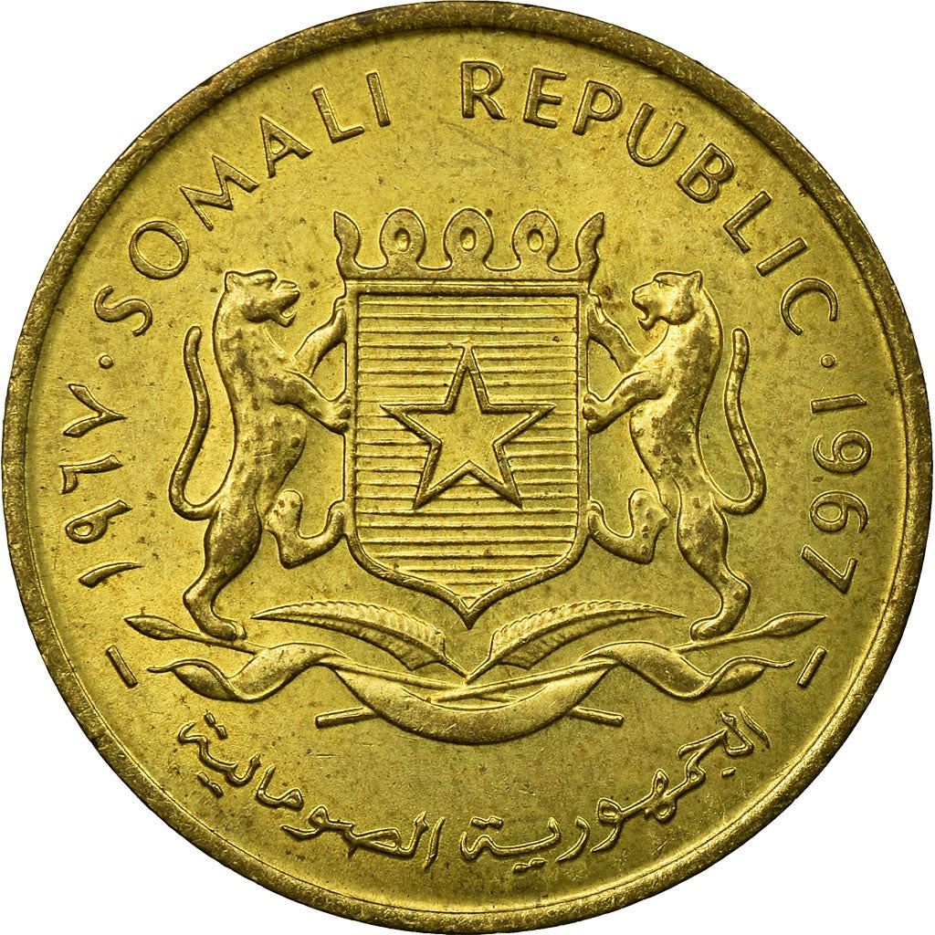 Somalia | 10 Centesimi Coin | Leopards | Shield | Star | Km:7 | 1967