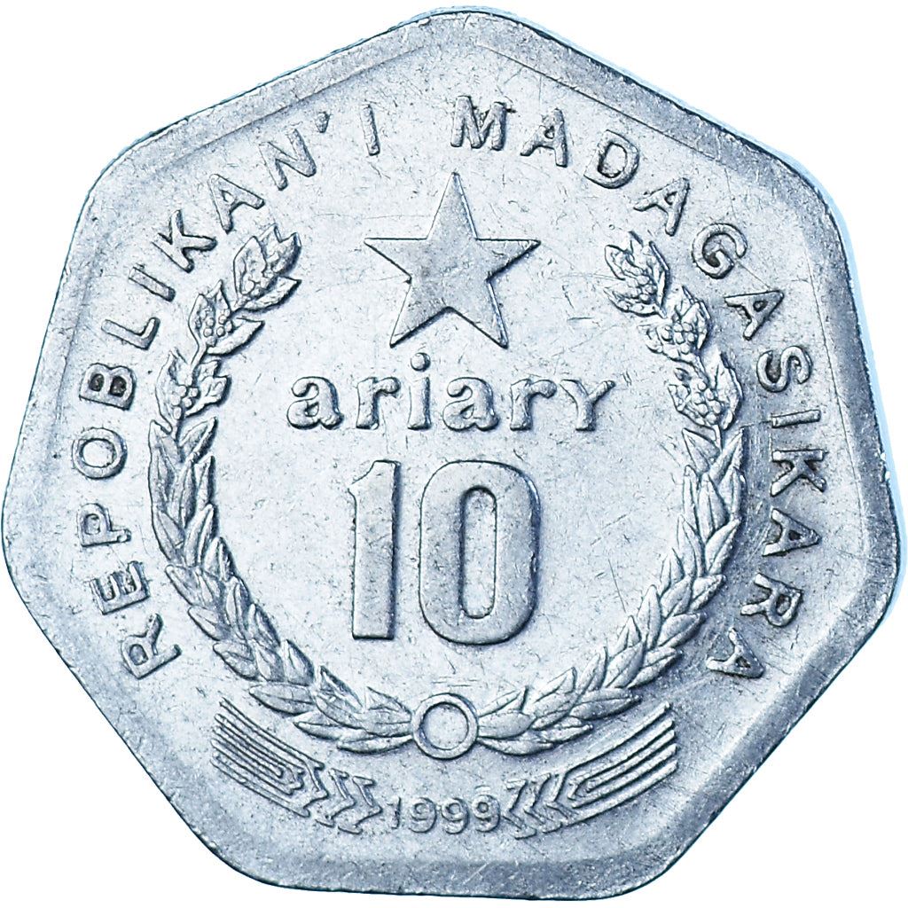 Madagaskaras | 10 Ariary moneta | Žvaigždė | Darbininkas | Durpės | Km:27 | 1999