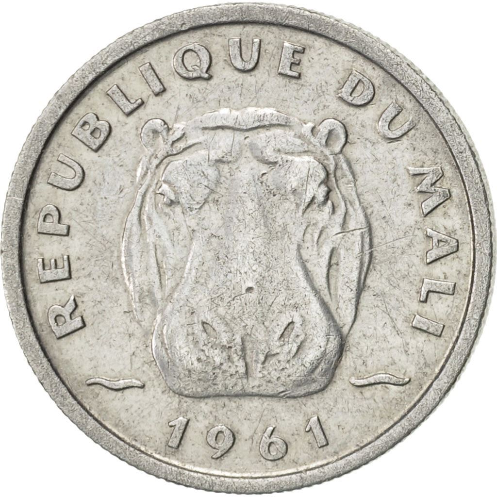 Mali | 5 Francs Maliens Coin | Hippopotamus | Km:2 | 1961