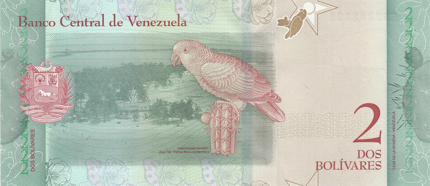 Venezuela | 2 Bolivares Banknote | 2018 | Josefa Camejo | Cayo Sal Island | Yellow Headed Parrot