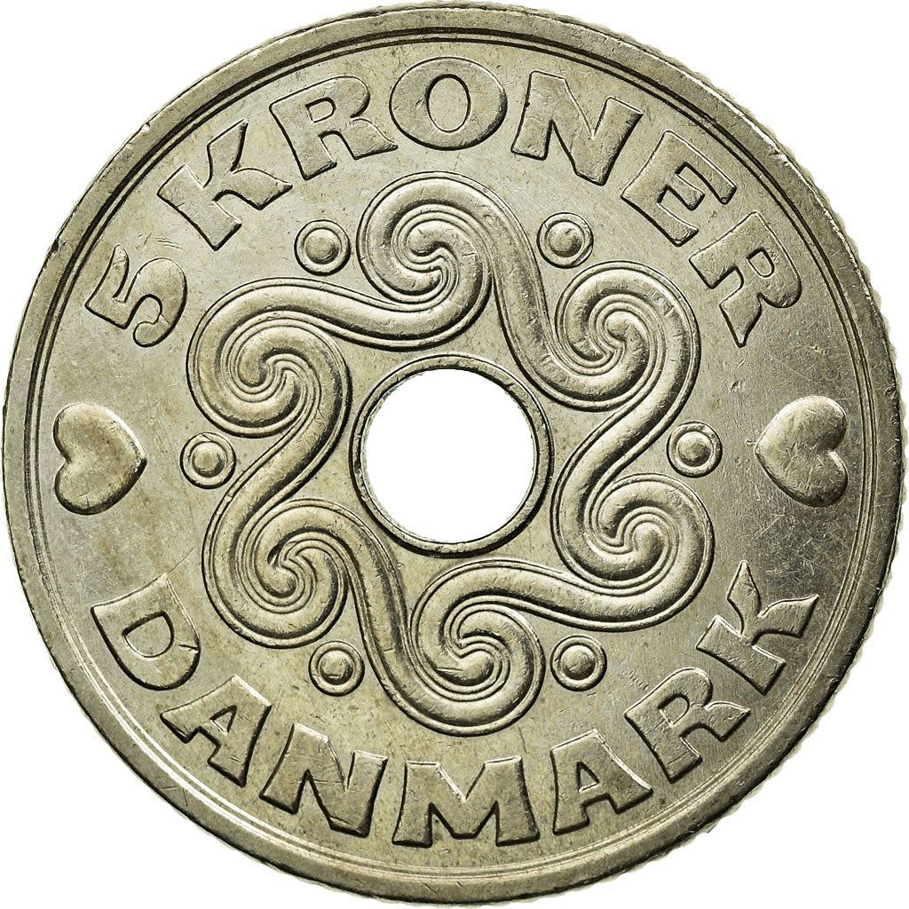 Denmark | 5 Kroner Coin | Royal monogram | Km:869 | 1990 - 2023