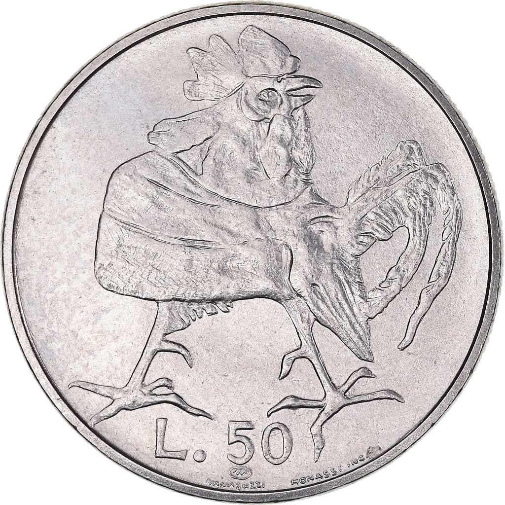 San Marino | 50 Lire Coin | Rooster | Km:35 | 1974