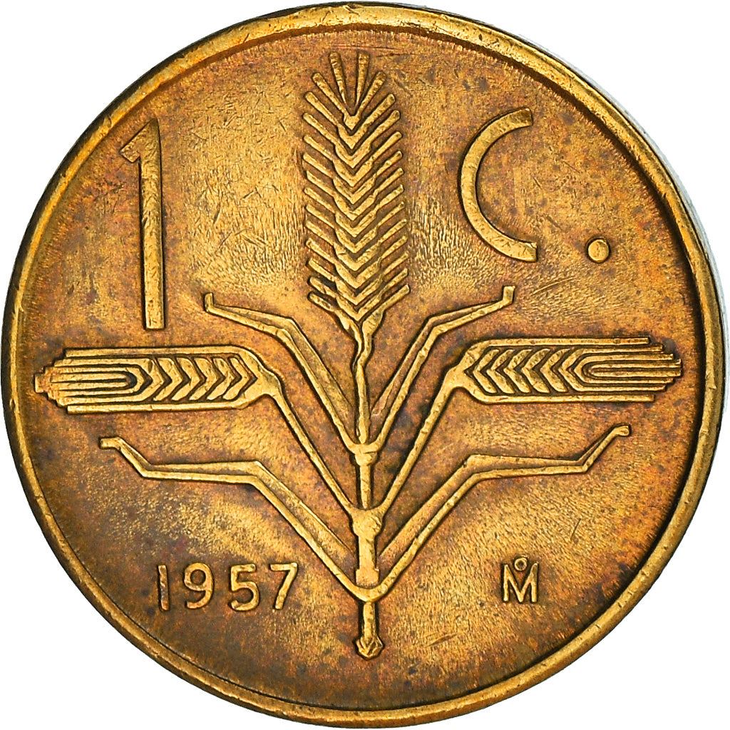 Mexico 1 Centavo Coin | National Mexico arms | Wheatear | KM417 | 1950 - 1969
