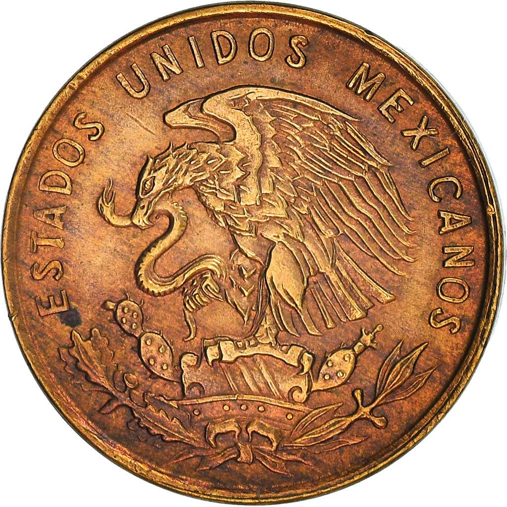 Mexico 1 Centavo Coin | National Mexico arms | Wheatear | KM417 | 1950 - 1969