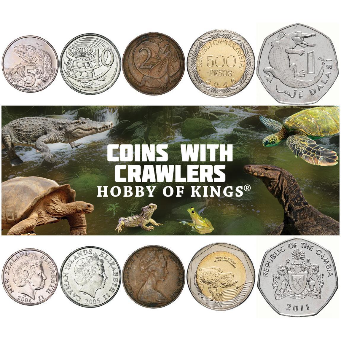 Coins With Different Reptiles And Amphibians | Crocodiles, Alligators, Turtles, Tortoises, Lizards and More