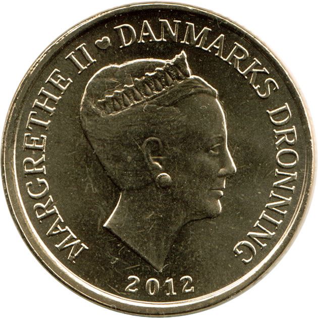Danish | 20 Kroner Coin | Queen Margrethe II | Kong Frederik IX Ferry | KM948 | Denmark | 2012