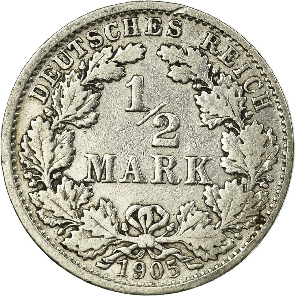 German Empire 1/2 Mark Coin | Deutsches Reich | Wilhelm II | Type 2 | KM17 | 1905 - 1919