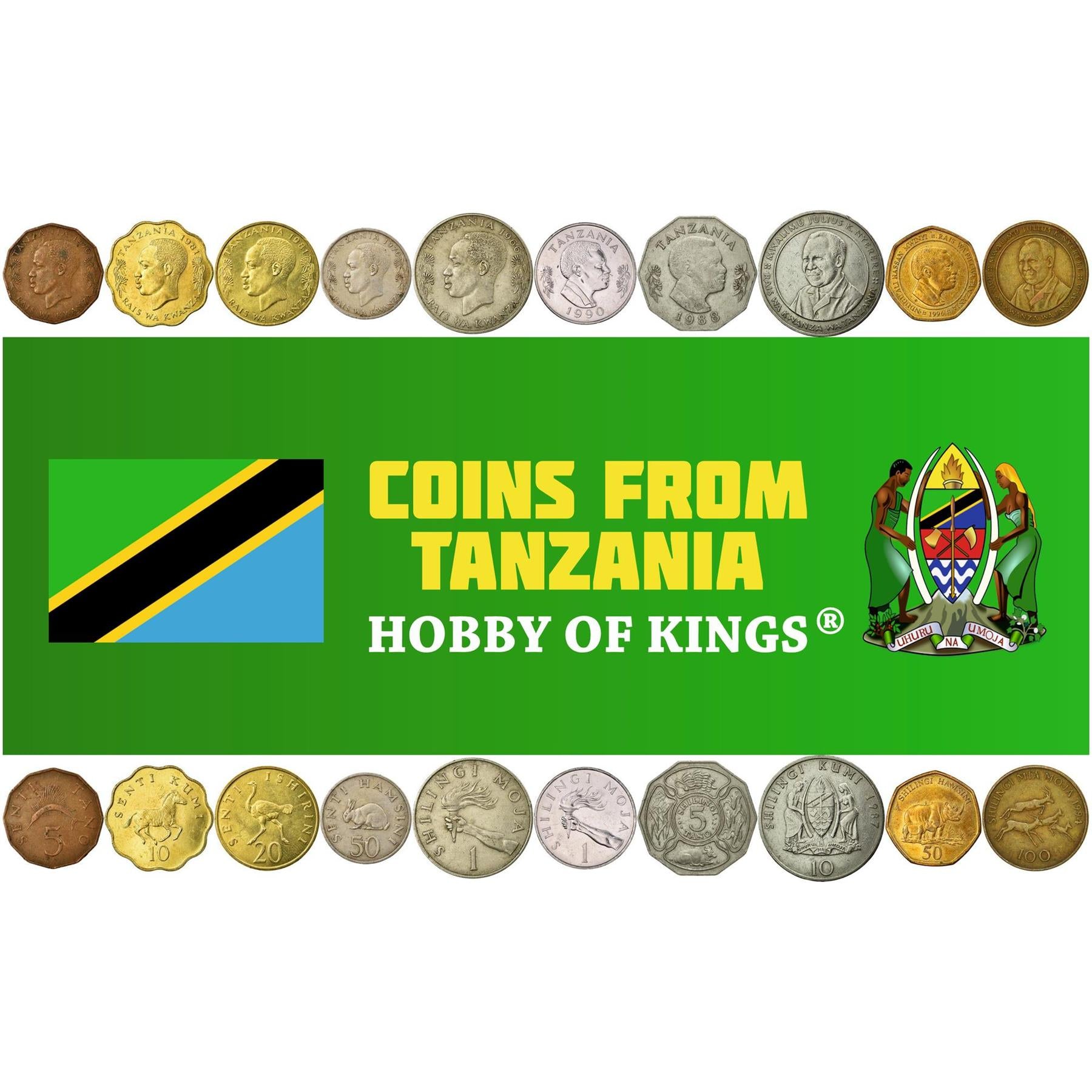 Tanzania 10 Mixed Coins | Senti - Shilingi | 1966 - 2018