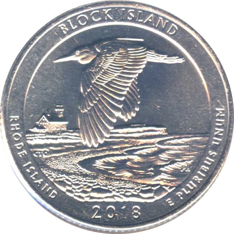 United States | ¼ Dollar Coin | Block Island National Wildlife Refuge, Rhode Island | Block Island Wildlife Refuge | Copper-nickel clad copper | KM:673 | 2018